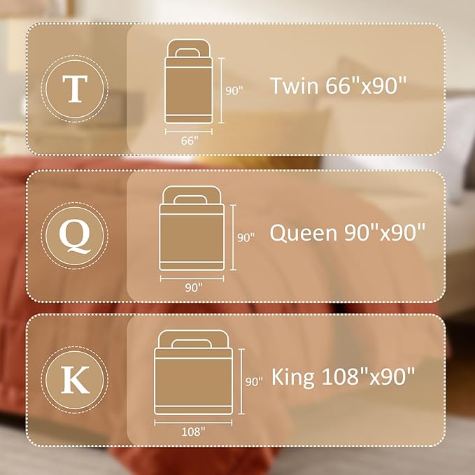 downluxe Queen Size Blanket with Satin Trim, Lightweight Down Alternative Blankets Queen Size for All Season, Machine Washable (Burnt Orange, 90x90 Inch)