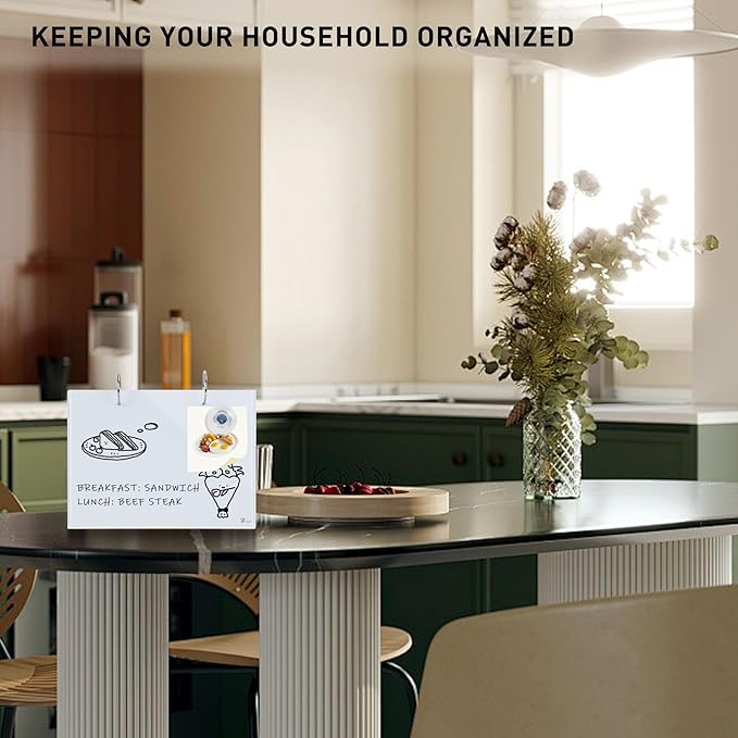 Desktop Glass Dry Erase & Acrylic Aesthetic Desk Calendar Weekly to-do List Combo, Small Magnetic Standing Whiteboard, Desk Flip Easel Calendar with Accessories for Home Office Supply, White, 9 x 7''