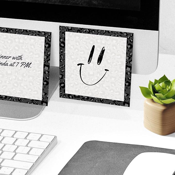 Sticky Notes, 2 Pads, 3x3 inches, Cute Colorful Fun Self-Stick Note Pads, Easy Post, Strong Adhesive Notepad Black Leopard Spots