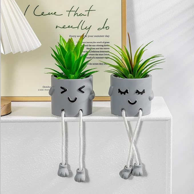 Lifelike Artificial Succulent Plants with Creative Pots, Realistic Faux Greenery for Home, Office, Bathroom, Bedroom, Kitchen, and Desk Decor, Long-Lasting Maintenance-Free DecorHome Office