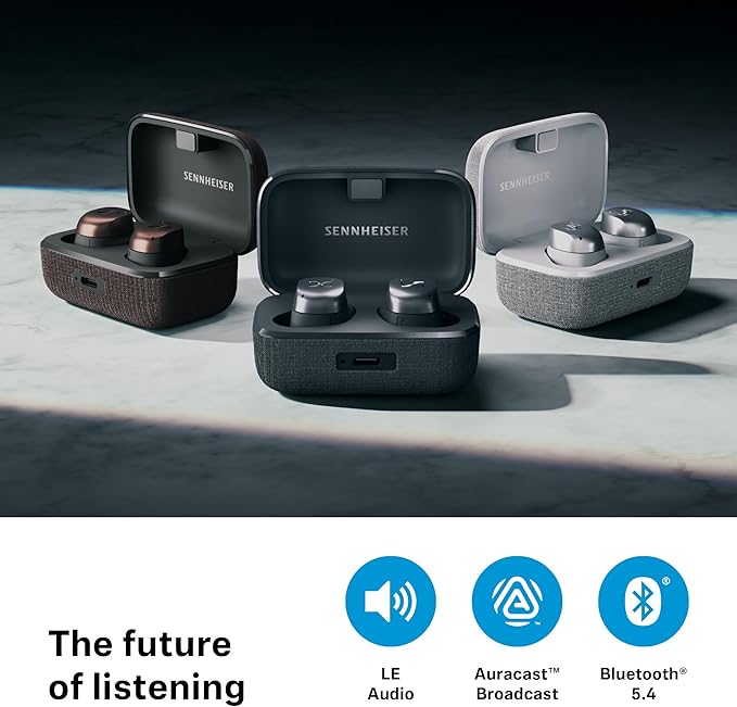Sennheiser MOMENTUM True Wireless 4 Smart Earbuds with Bluetooth 5.4, Crystal-Clear Sound, Comfortable Design, 30-Hour Battery Life, Adaptive ANC, LE Audio and Auracast - Black Copper