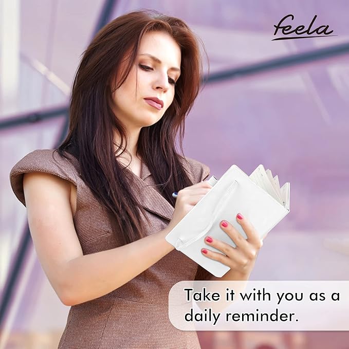 feela 5 Pack Notebooks Journals Bulk, Hardcover Notebook Classic Ruled Lined Journals with Pen Holder for Women Girls School Business Supplies, with 5 Black Pens, 120 GSM, 5.1”x8.3”, A5, White