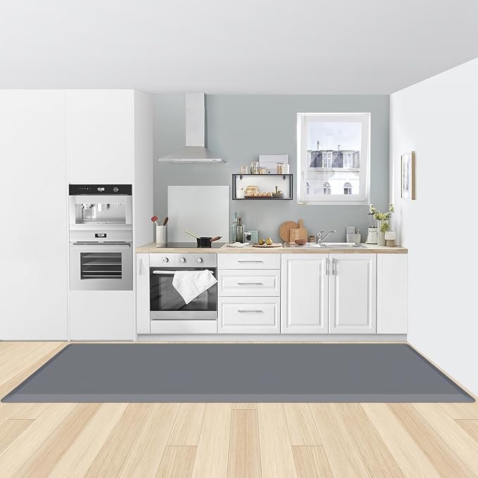 KitchenClouds Kitchen Mat Cushioned Anti Fatigue Rug 30"x108" Waterproof, Non Slip, Standing and Comfort Desk/Floor Mats for House Sink Office (Grey,0.8inch)