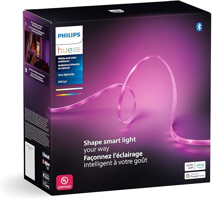 Philips Hue Indoor 16 Ft Smart LED Solo lightstrip Base Kit - 1 Pack - Control with Hue App - Compatible with Alexa, Google Assistant and Apple HomeKit