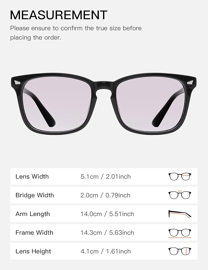 TIJN Blue Light Blocking Glasses for Women Men Clear Frame Square Nerd Eyeglasses Anti Blue Ray Computer Screen Glasses