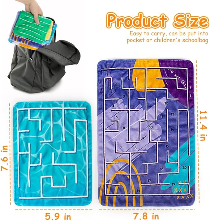 5 Pcs Marble Maze Mat Sensory Fidget Stress Relief Toys,Sensory Mat Anxiety Calming Toys,Tactile Sensory Toys for Kids Adults Teens Autism with Special Needs School Classroom Home Supplies,2 Sizes