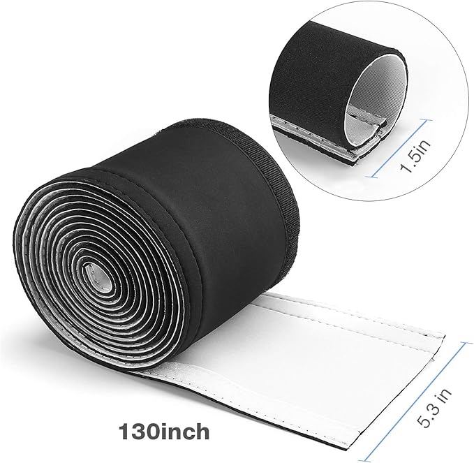JOTO 2 Pack Cable Management Sleeve, 130" Cord Organizer System with Hook&Loop for TV Computer Office Home Entertainment, Flexible Cable Sleeve Wrap Cover Wire Hider System -Black, 2 Large