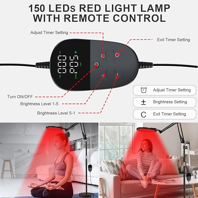Red Light Therapy for Body, 660nm&850nm&940nm Infrared Light Therapy with Timer, 150LEDS Infrared Red Light Therapy Lamp for Home/Office Use