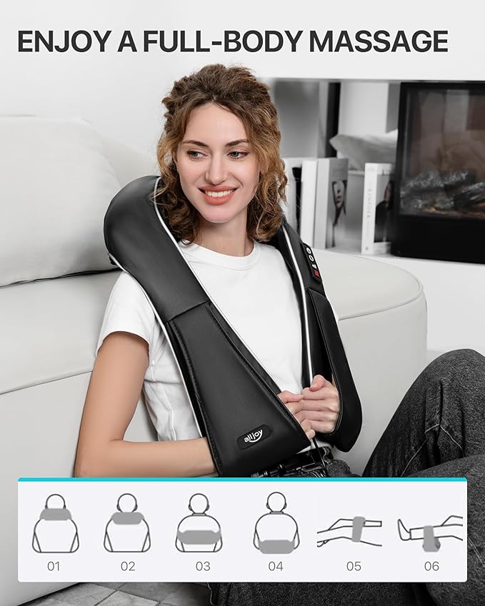 Back and Neck Massager for Pain Relief Deep Tissue with Heat, 3D Kneading Shiatsu Neck and Back Massager for Shoulder Full Body Home Office Car Use, Birthday Day Gifts for Dad Men Mom Women