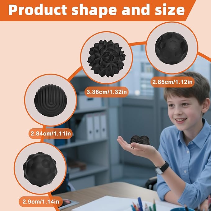 4 Pieces Fidget Toys Adults Magnetic Fidget Balls Silicone Magnetic Fidgets Anxiety Relief Items for Anxiety ADHD Portable Desk Toys for Office Travel Home Party Gift Class Prizes(Black, 4)