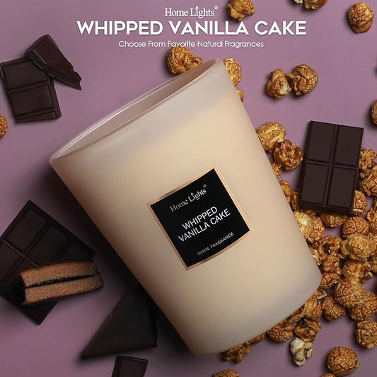 HomeLights Scented Candles, Big 33.3 oz for Home, Natural Soy Aromatherapy Candles, Smokeless Long Lasting 130 hrs with 3 Cotton Wicks, Candles Gifts for Women & Men, Whipped Vanilla Cake