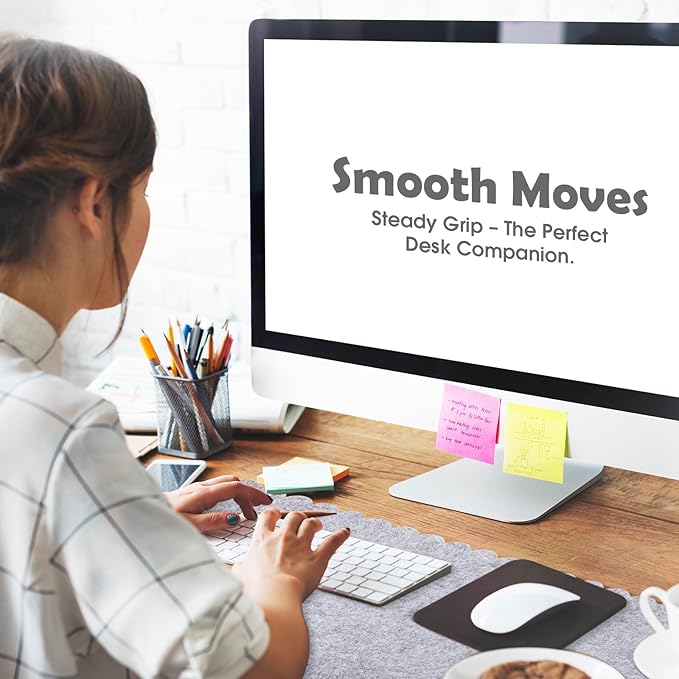 Large Felt Desk Mat with Scalloped Edges for Keyboard and Mouse 35 x 16.5 Inch Non Slip Scalloped Computer Desk Pad(Gray)