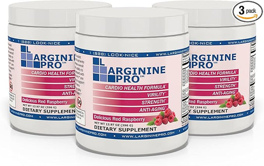 L-ARGININE PRO | L-arginine Supplement Powder | 5,500mg of L-arginine Plus 1,100mg L-Citrulline (Raspberry, 3 Jars)