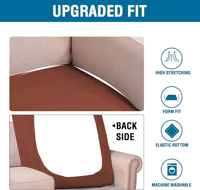 H.VERSAILTEX Super Stretch Individual Chaise Cover Sectional Couch Covers for L Shaped Sofa Both Left/Right Featuring Thick Jacquard Textured Twill Fabric (1 Piece Chaise Cover, Rust)