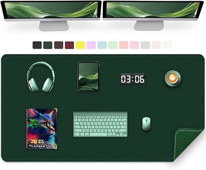 47.2" x 23.6" Large Desk Pad Mat - Non-Slip PU Leather Desk Mat, Large Mouse Pad, Computer Mat for Keyboard Mouse, Waterproof Desk Writing Mat, Desk Blotter Mat for Work (Dark Green)