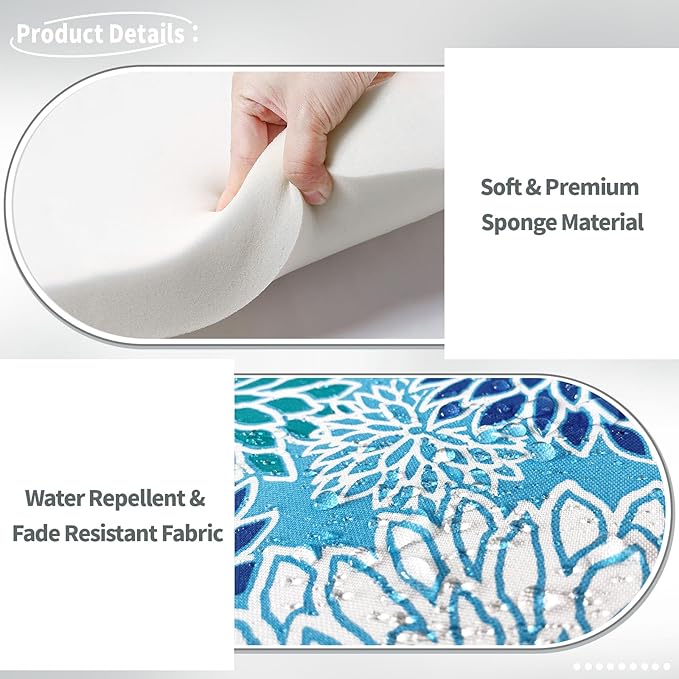 Indoor/Outdoor Chair Cushions 16x17 Inch, Patio Chair Cushions with Ties, All Weather Seat Cushions for Patio Furniture Home Garden Chair Use, Set of 2, Dahlia Blue