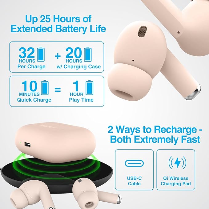 Naztech Xpods PRO Ear Buds - (Sandstone) True Wireless Earbuds Noise Cancelling Earbuds Wireless Bluetooth Earphone for Gym Sound Cancelling in Ear Headphones Fitness Earphones Includes Charging Case