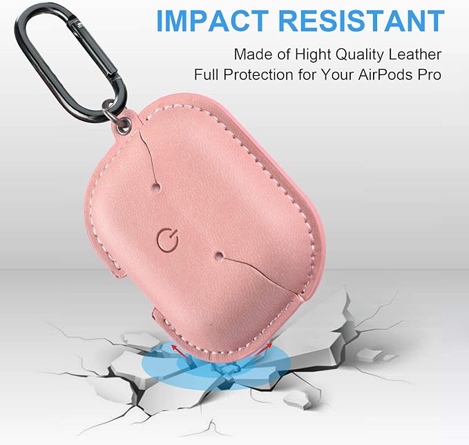 Maxjoy for AirPods Pro 2 Case Leather, Airpods Pro Leather Case Cover with Keychain Airpod Strap Compatible with Apple Airpod Pros 2nd Generation 2023 2022/AirPods Pros 2019 (Front LED Visible), Pink