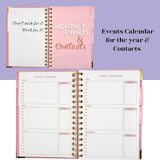 Undated Goal Planner, Daily & Weekly Organizer & Productivity Planner with Goal Setting Worksheets, To Do lists Journal, Notes & Ideas Pages, A5 Size (Pink)