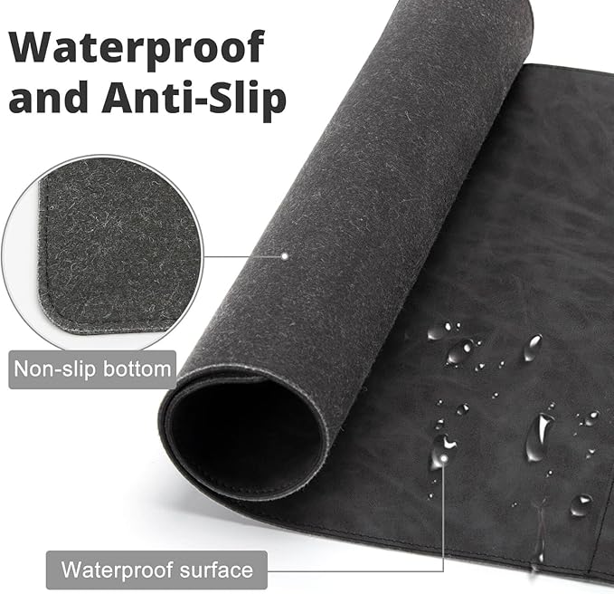 Magnetic Wireless Charging Desk Mat, 23.4"x15.6" Large Office Mouse Pad, Microfiber Leather Mouse Mat with Ultra-Smooth Surface, Waterproof Computer Keyboard Desk Mat for Office & Home, Laptop, Grey