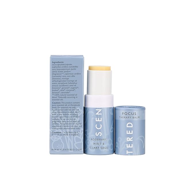 Scentered Aromatherapy Balm Stick Duo for Sleep & Focus - All Natural Sleep Balm with Lavender & Focus Aid with Rosemary - Essential Oil for Relaxation & Concentration - Aromatherapy Gifts for Women