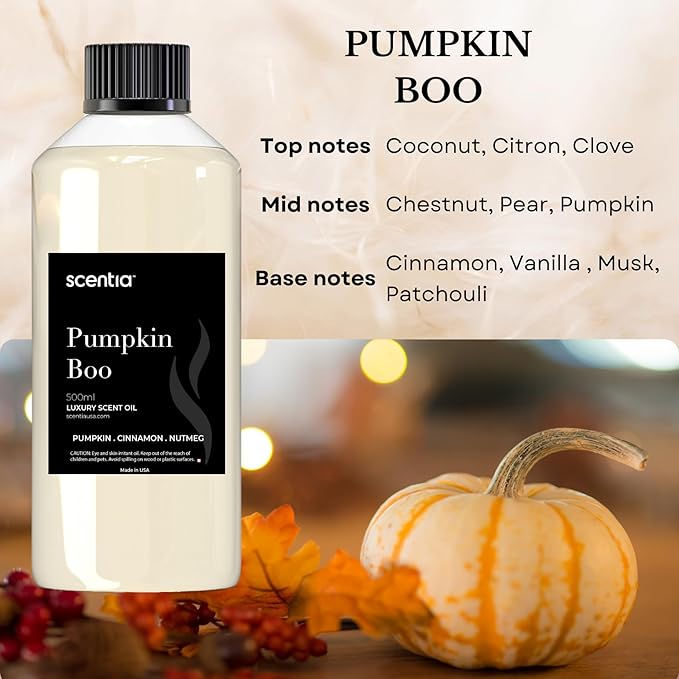 Pumpkin Boo Essential Oil – 500ml Premium Fall Fragrance Oil for Diffusers, Candles & DIY Crafts – Cozy Pumpkin Spice Scent for Home, Autumn Décor & Thanksgiving Gifts