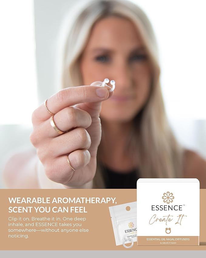 Essence Nasal Diffuser Create-It Bundle – DIY Essential Oil Silicone Nose Ring Kit for Custom Aromatherapy Blends – Wearable DIY Diffuser for Personalized Scents