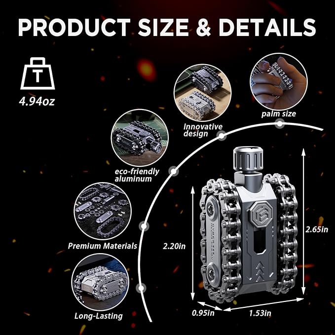 4 in 1 Fidget Slider Roller Chain Spinner Combo, Metal Chain Fidget Toy with Tactile Feedback & Clicking Sounds, Stress Relief Sensory Toy for Adults, Focus Tool for Work Study Waiting