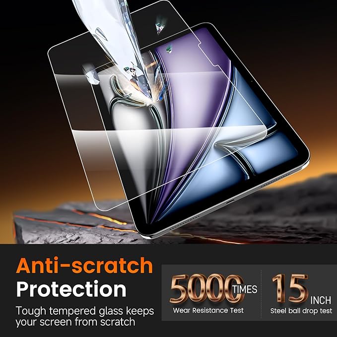 PandaShield 2-Pack Screen Protector for iPad Air M3/M2 [13 inch] 7th/6th Gen.(2025/2024),9H+ Tempered Glass with Easy-Install box,Apple Pencil Compatible,Bubble Free, Face ID Compatible,HD Clarity