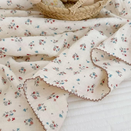 BuLuTu Cotton Muslin Blanket for Toddler Girls Boys 1 2 3 4 5 6 Year Old, Shabby Chic Floral Baby Blanket for Crib/Toddler Bed, 4 Layers Gauze Lightweight Toddler Quilt, 1 pc, 47"x51"