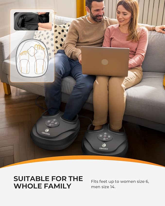 CooCoCo Upgraded Shiatsu Foot Massager - FSA Eligible, Foot Massager for Plantar Fasciitis, Neuropathy, HSA Feet Massager with Heat, Gifts for Women Men Mom Dad, Foot Pain Relief, Home Office Use