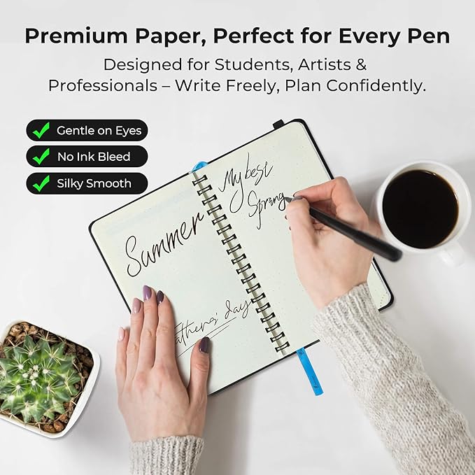 Planner 2025-2026 Daily Weekly and Monthly,6.5"x3.75",18 Months Spiral Bound Calendar Agenda with Self-adhesive Pen Holder,2026 Academic Plan with Vegan Leather Soft Cover,Black