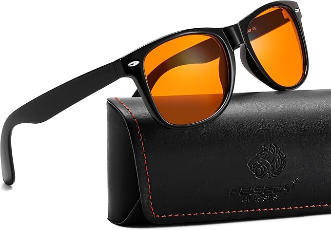 FEISEDY Orange Blue Light Blocking Glasses for Woman Men Amber Lenses Computer Gaming Glasses for Better Sleep
