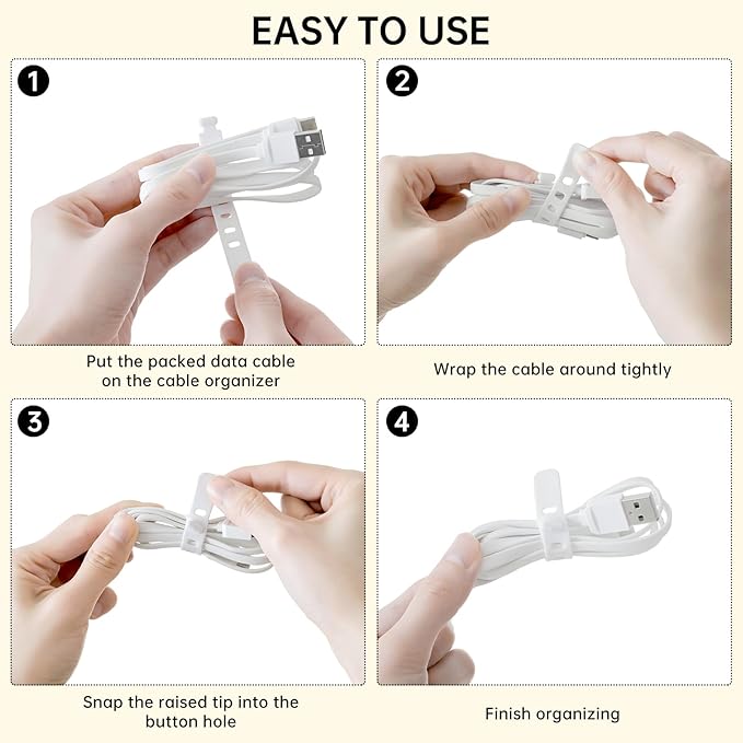 2 Pack Cable Storage Organizer Box with 8 Compartments and 14 Wire Ties, Stackable Charger Organizer, Clear Cord organizer for Drawer, Adjustable Divider Cord Management Box
