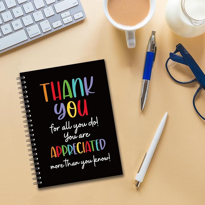 YAZMEEN Thank You Blank Spiral Notebook（160 Pages） Thank You for All You Do Hardcover Sketchbook Encouragement Notebook Journal Funny Appreciation Gift for Employee Coworker Teacher Team Member Boss
