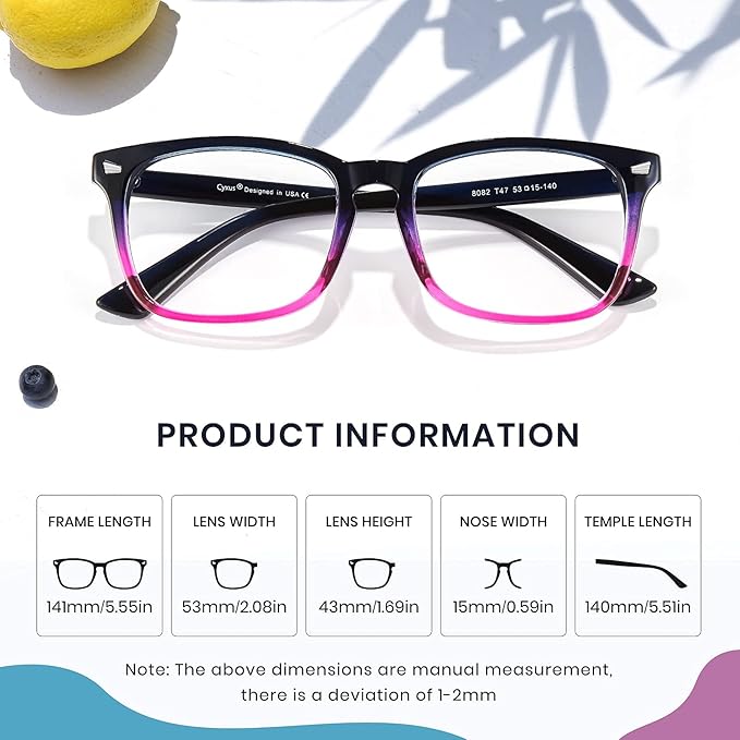 Cyxus Blue Light Glasses for Men Women Reduce Eye Strain UV Blocking for Computer Screen 8082