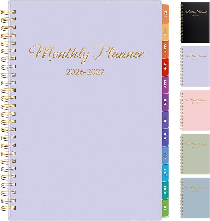 GNL Monthly Planner 2026-2027, 2 Year(27 Months) Calendar Planner, Oct. 2025 - Dec 2027, 7" x 10" Monthly Spreads & Yearly Planner, Perfect for School Office Home Planning, Purple