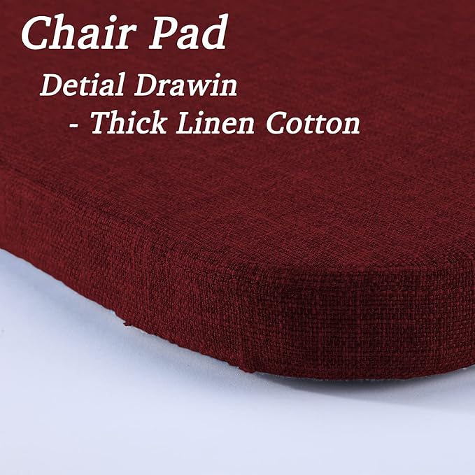 Chair Cushion with Ties for Dining Chairs - Memory Foam Non Slip Kitchen Chair Pad and Dining Seat Cushion with Machine Washable Cover Set of 4 [16.5 x 16.2 Inches] (Red, 4)