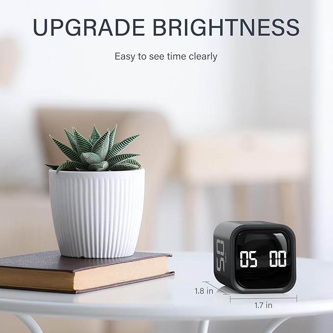 Rotating Pomodoro Timer 5, 25, 10 50 Minutes Preset, Desk Productivity Timer w/Gra vity Sensor, ADHD Tool Cube Countdown, Custom Modes, for Work, Study, Back to School, Kitchen, Black, 2 Pack