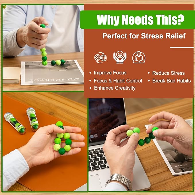 Silicone Magnetic Balls, Fidget Toys, 12-Pack Stress Relief Toys for Adults, Teens, Sensory Toy for Fingers Hands, Quiet Office Desk Toys with Textures, Magnet Fidget Fun Gift (2 Pack(Green+Red))