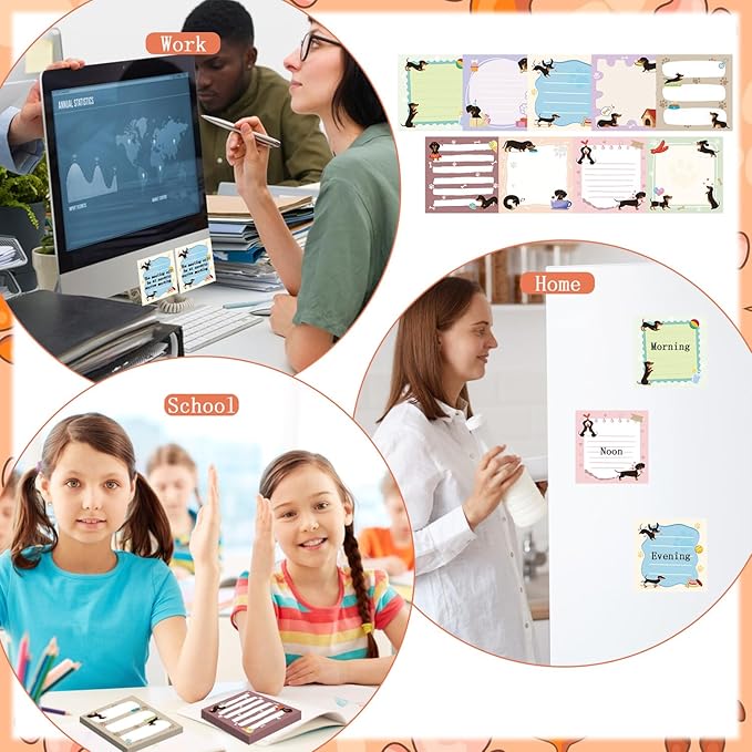 Dachshund Sticky Notes Gifts - 9Pack Cute Sticky Notes 3x3 Weiner Dog Gifts for Women Cartoon Dachshund Notepads Dog Self-Stick Notes Pads Office School Supplies Dachshund Gifts 450 Sheets