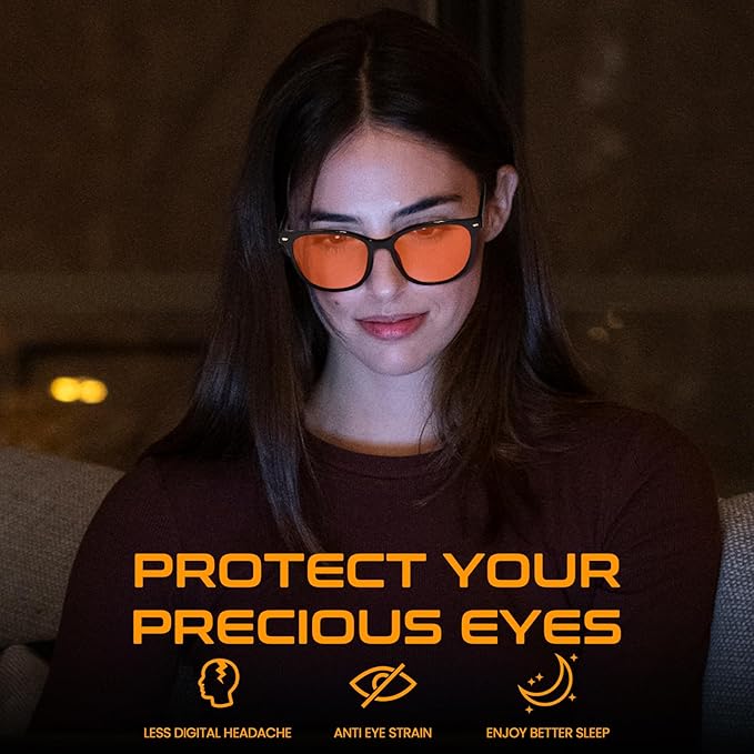 SODQW Gaming Blue Light Blocking Glasses for Men Women Reduce Eyestrain Orange Aviator Eyeglasses for Computer TV