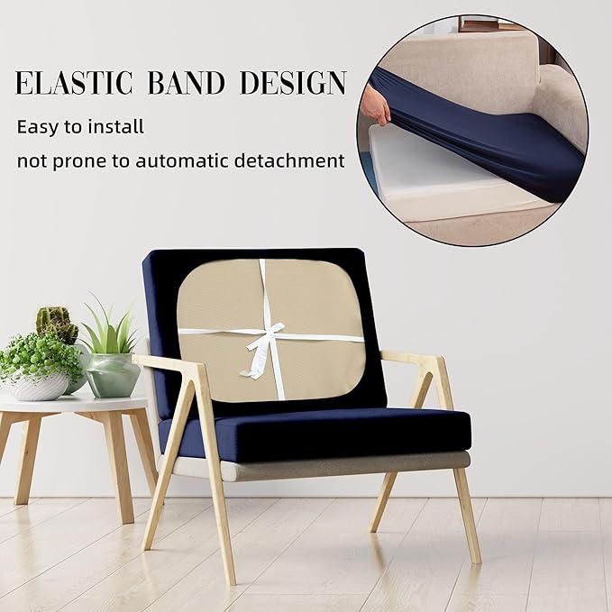 14Pcs Patio Cushion Covers Waterproof, Cushion Covers, Stretch Couch Covers, Patio Couch Slipcovers, Patio Cushion Covers Replacement, Outdoor Chair Cushion Covers (Navy Blue)