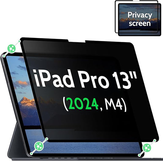 Nano Privacy Screen Protector Compatible with iPad Pro 13 2024 7th Gen (A2925, A2926) Anti-Glare Blue Light Film Anti-Spy Filter, Bubble-Free Shield Easy Install Guard Removable Cover