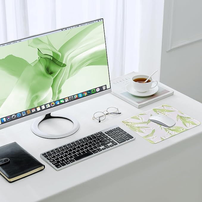 ALOANES Waterproof Mouse Pad with Stitched Edge, Premium-Textured Mouse Mat, Non-Slip Rubber Base Mousepad for Laptop, Computer & PC, Desk Mat for Gamer, Office & Home, Lily of The Valley