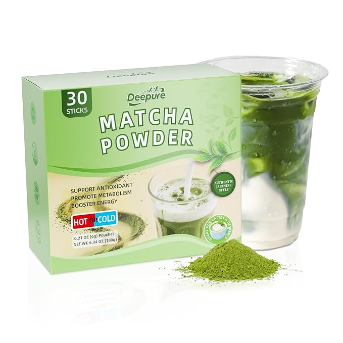 Organic Ceremonial Grade Matcha Powder：Superfood Vegan Supplement On-The-Go Green Tea Plant Based Digestive Enzymes & Energy Support with Akkermansia Probiotic Supports Radiant Skin 30 Stick Packs