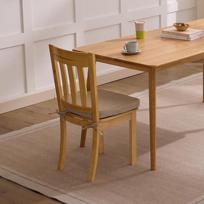 Chair Cushions for Dining Chairs, 2" Thick Seat Cushions for Kitchen Chairs, D-Shaped Chair Pads with Washable Cover, Ties and Non Slip Backing, 17'' x 16'', Set of 2, Beige