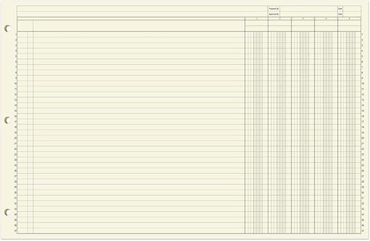 BookFactory Ledger Sheets/Large 5 Column Accounting Ledger Columnar (Five Columns) Loose Leaf Paper - 17'' x 11'', 50 Pages, Loose Leaf, 3 Hole Punched (SHEET-050-CLCLL(17x11-Ledger-5)-AX)
