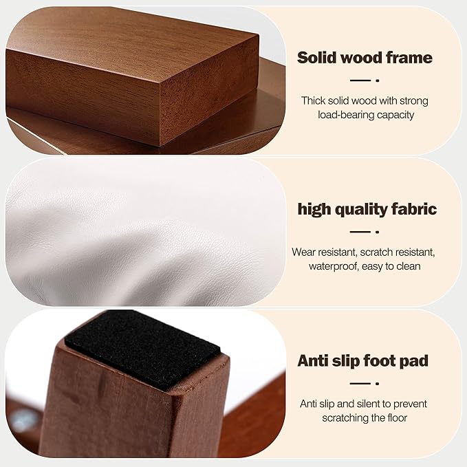 Foot Stool with Leather Cover,Foot Rest Made of Wooden for Couch,Bench,Sofa,Under Office Desk