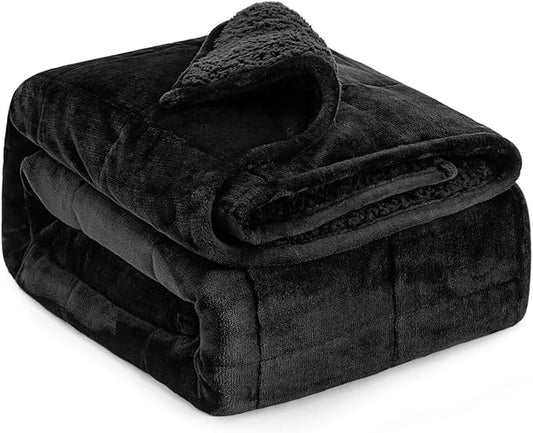 Lofus Weighted Blanket for Adults(20 lbs, 60" x 80"), Queen Size Heavy Blanket Machine Washable, Soft Weighted Blankets for Stress Relief and Sleep Promotion,Black